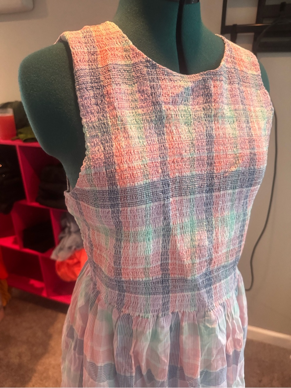 J. Crew Pastel Plaid Sleeveless Midi Dress - Picture 2 of 4